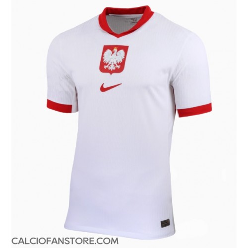 Maglia Calcio Polonia Prima Divisa Europei 2024 Manica Corta